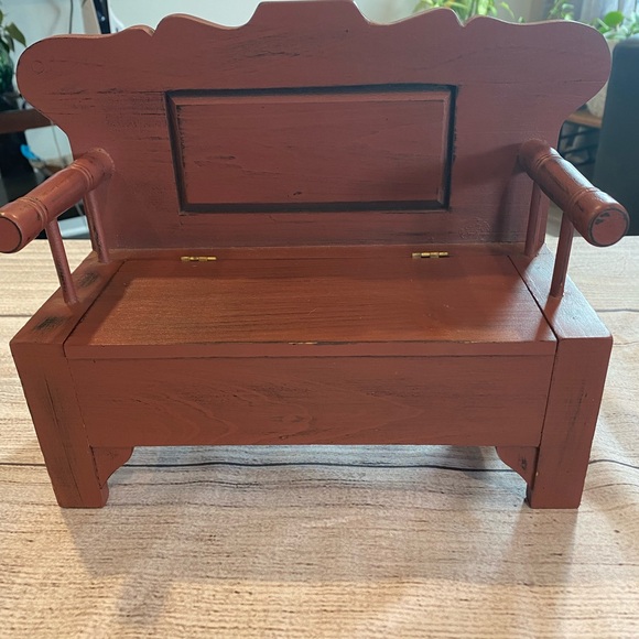 Other - Rustic Wooden Dollhouse Bench with Storage